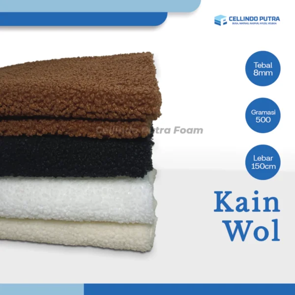 Cellindo Kain Bulu Domba Wool 1 Sisi Bahan Jaket, Selimut, Boneka Jual Per 50cm & Kiloan