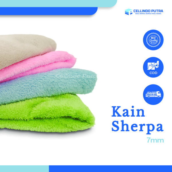 Cellindo Kain Sherpa Bulu Domba 2 Sisi Bahan Selimut, Jaket 7mm Jual Per 50cm & Kiloan