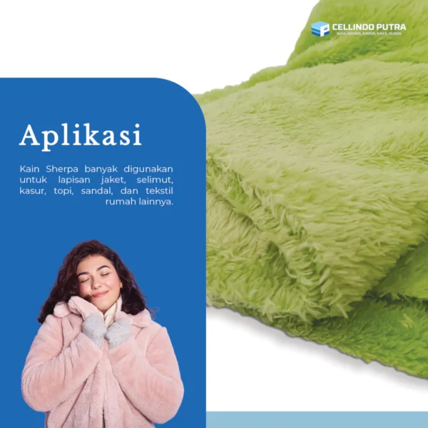 Cellindo Kain Sherpa Bulu Domba 2 Sisi Bahan Selimut, Jaket 7mm Jual Per 50cm & Kiloan - Gambar 3